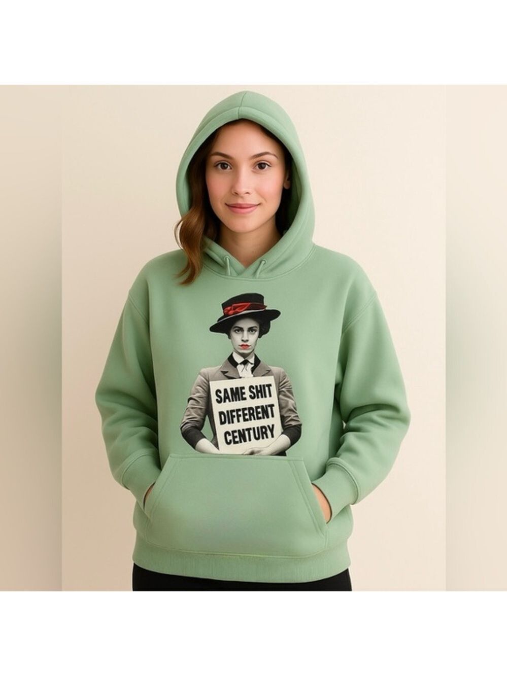 "Same Sh*t Different Century" Oversized Hoodie - Sarcastic Vintage Protest